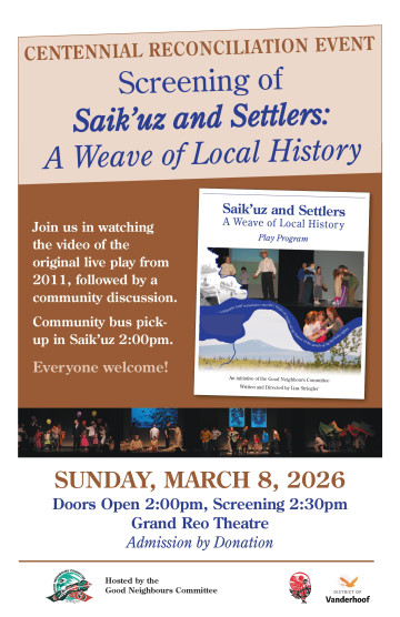 Vanderhoof Centennial Reconciliation Event: Screening of Saik’uz and Settlers