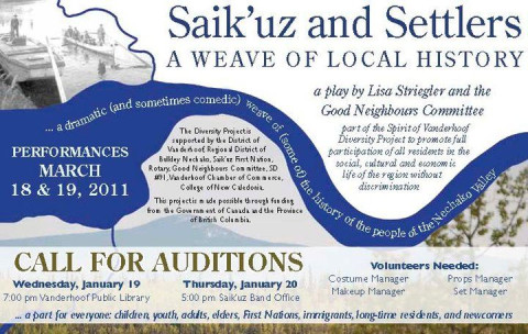 CALL FOR AUDITIONS January 19th and 20th!